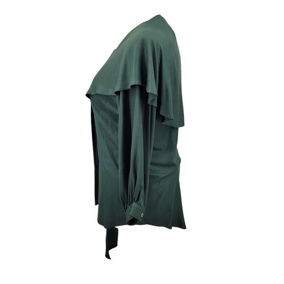 Christie of California Vintage Dark Green Capelet Blouse Renaissance Fairycore - Picture 2 of 15